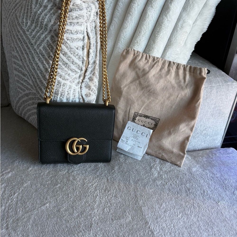 Gucci Black Crossbody Bag with Gold Chain